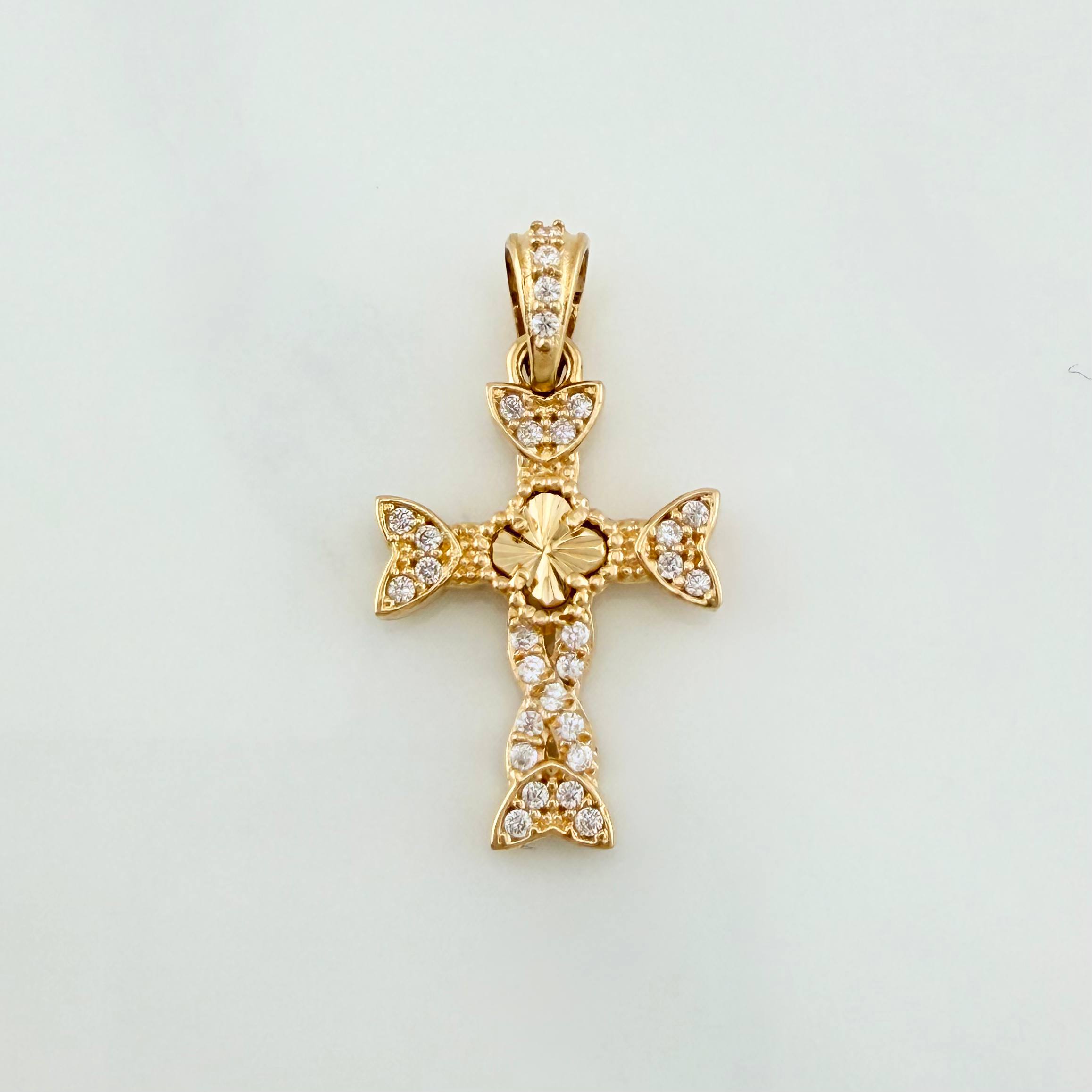 Dije Cruz Trebol 1.65 g / 1 in Oro Amarillo 18K