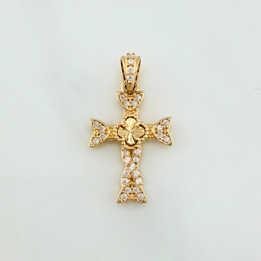 Dije Cruz Trebol 1.65 g / 1 in Oro Amarillo 18K