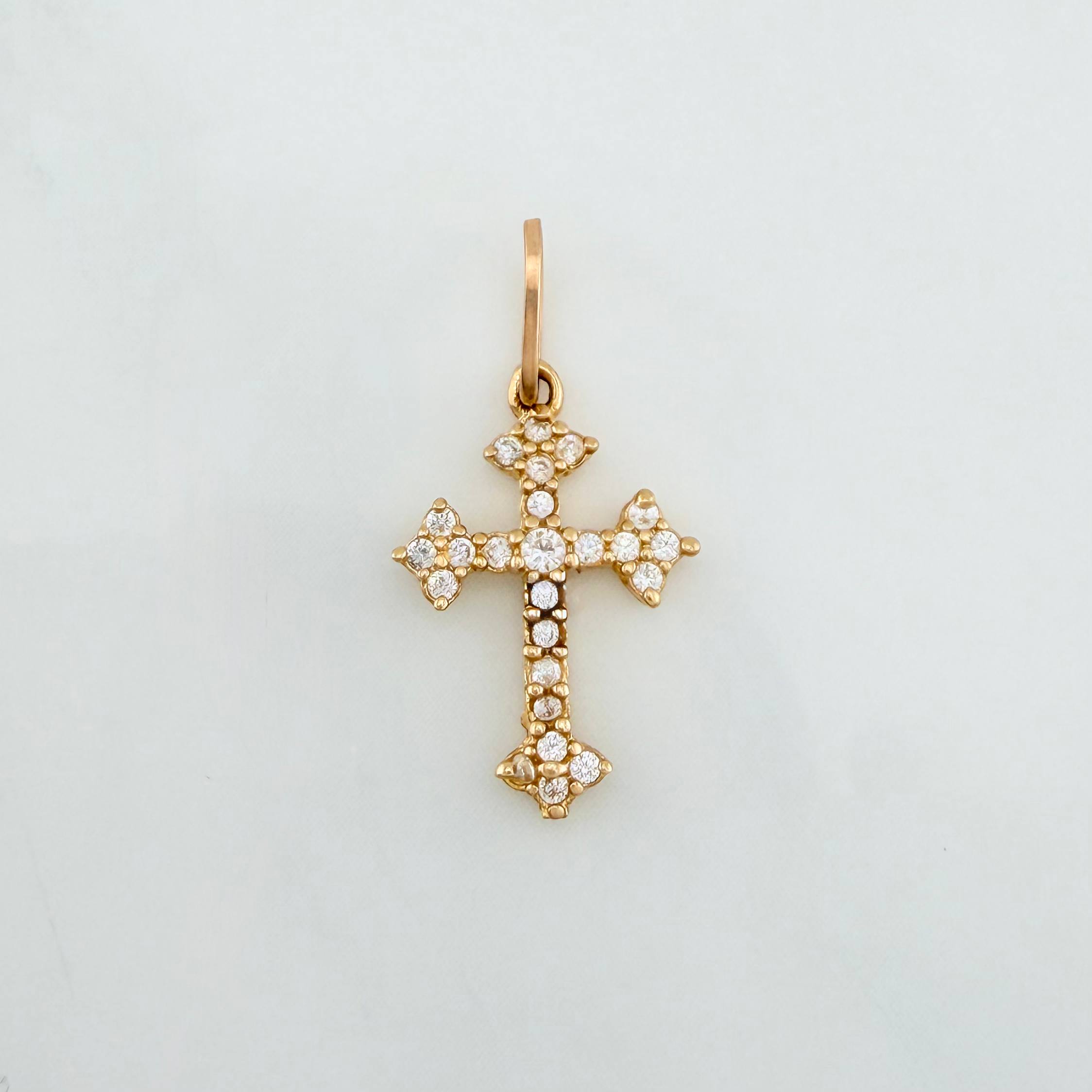 Gothic Cross Pendant 0.55 g / 3/4 in 18K Yellow Gold