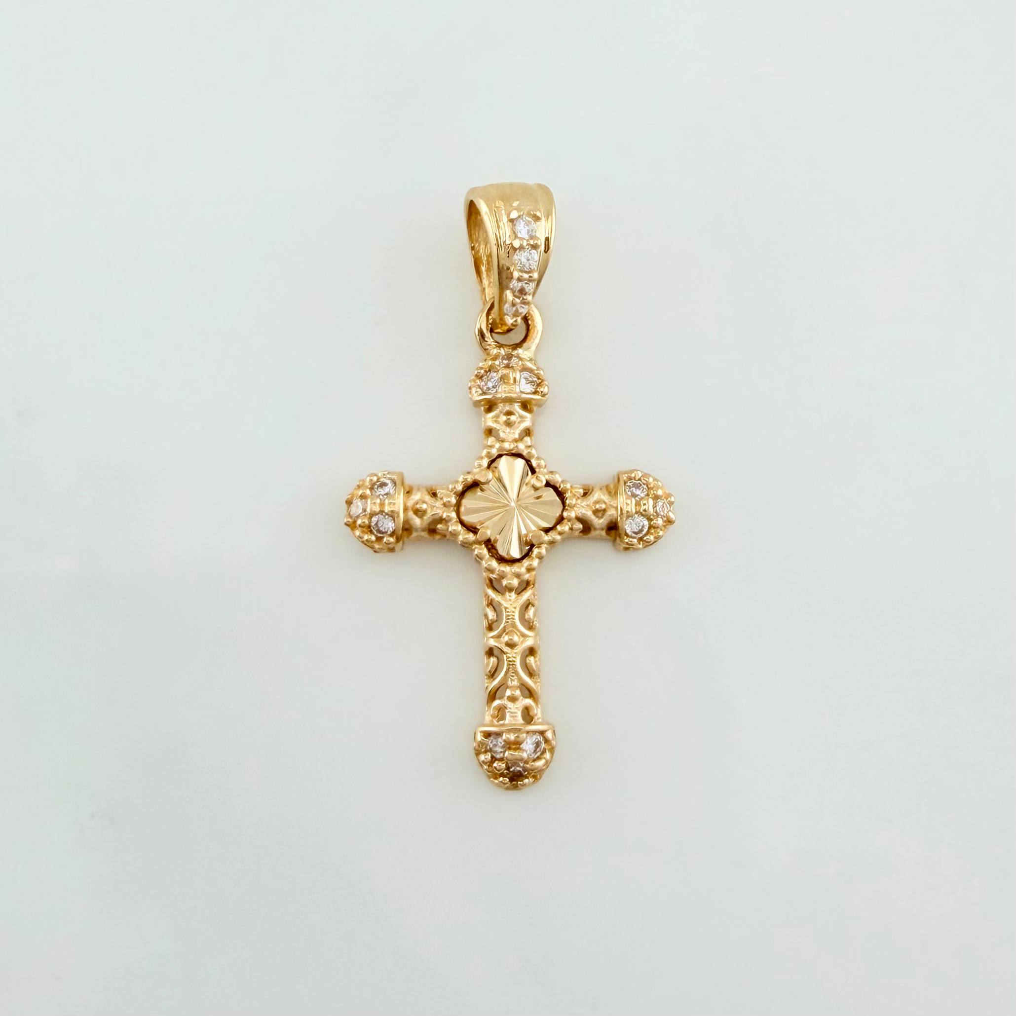 Clover Cross Pendant 1.2 g / 1 in Yellow Gold 18K