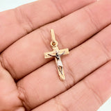 Pendant Cross Christ 0.9 g / 3/4 in Three Golds 18K