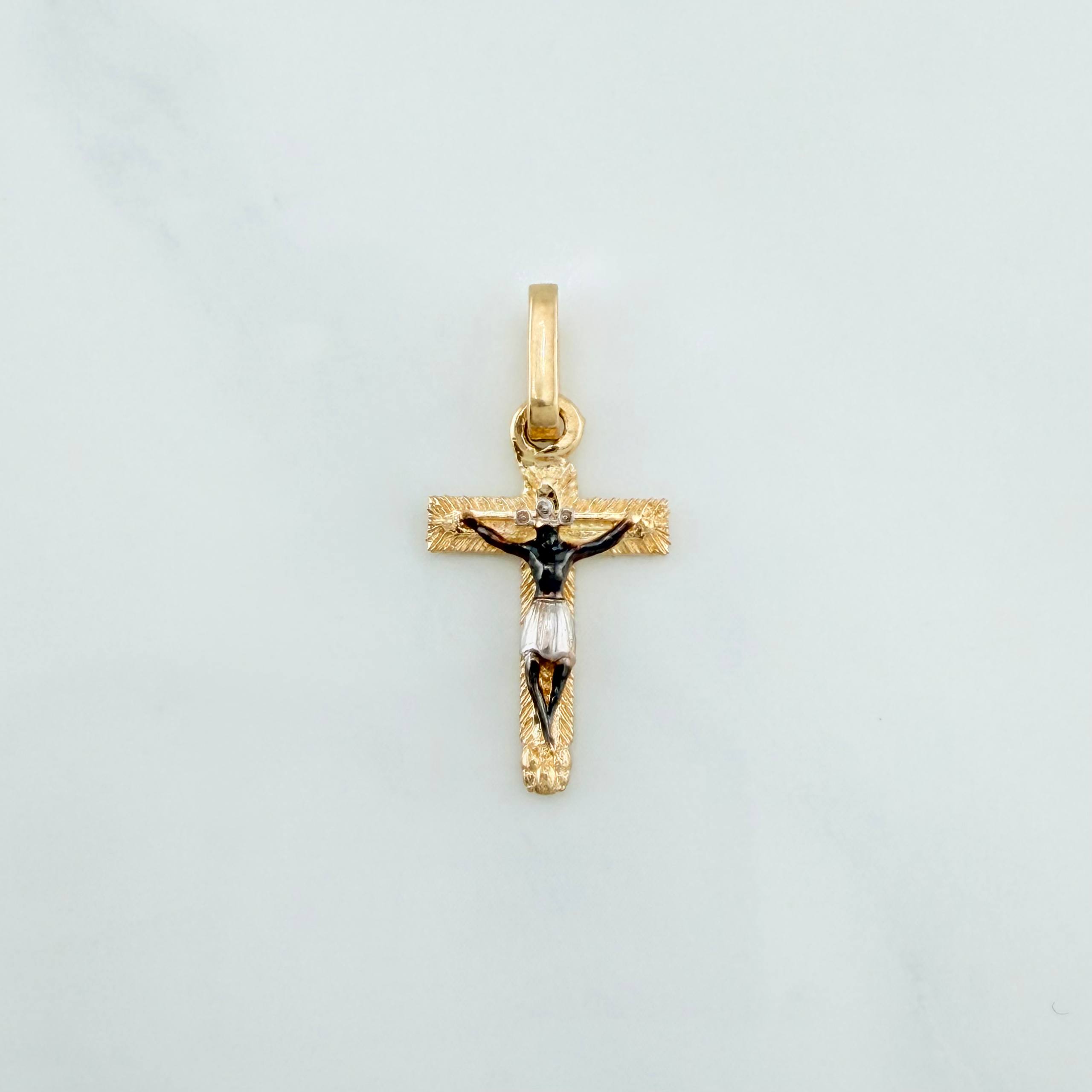 Pendant Cross Christ 0.9 g / 3/4 in Three Golds 18K