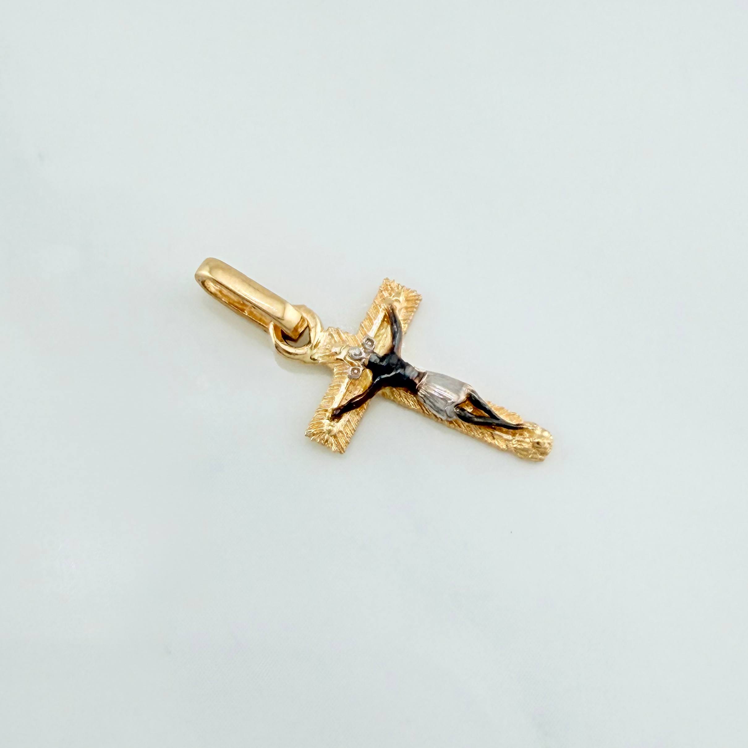 Pendant Cross Christ 0.9 g / 3/4 in Three Golds 18K