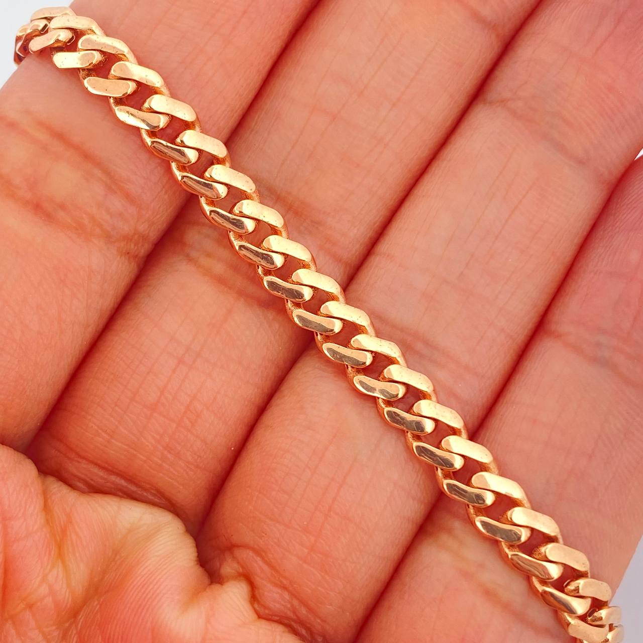 Pulso Cubana Monaco 6.35gr / 7 1/4 in / 4.8mm  Dos Oros Rosa Blanco +4 18K $