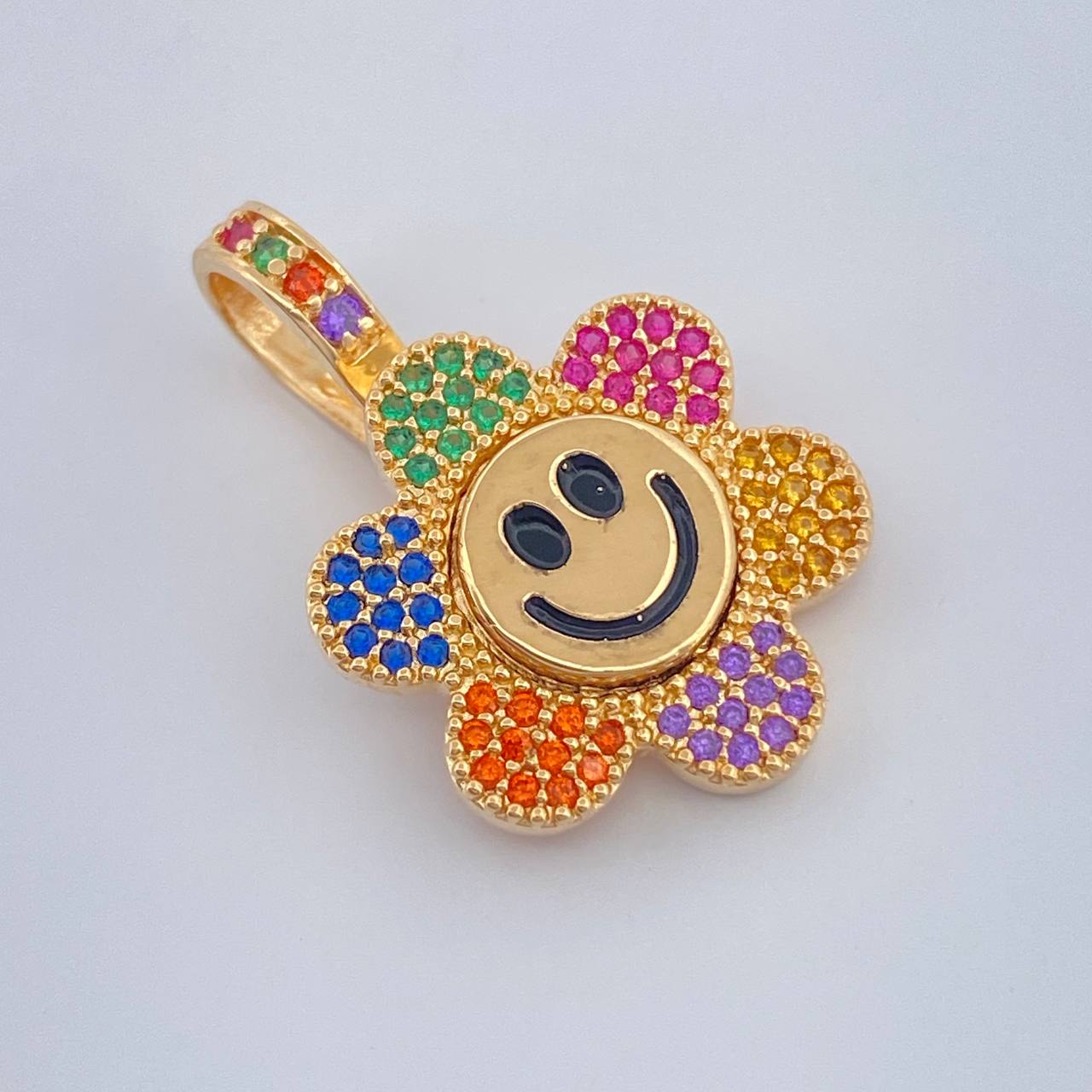 Dije Flor Cara Feliz 4.4gr / 1 in / Oro Amarillo 18K %