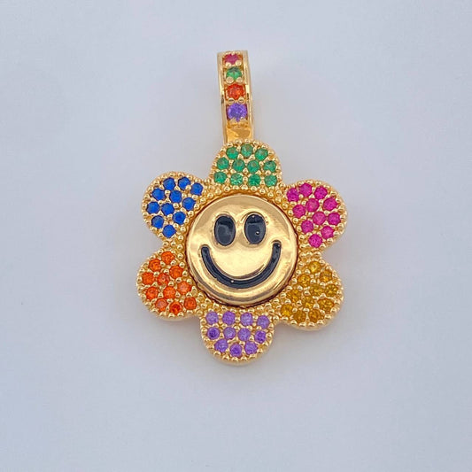 Dije Flor Cara Feliz 4.4gr / 1 in / Oro Amarillo 18K %