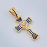 Dije Cruz Rostro Cristo 3.4gr / 1 1/4 in / Dos Oros Amarillo Blanco 18K %