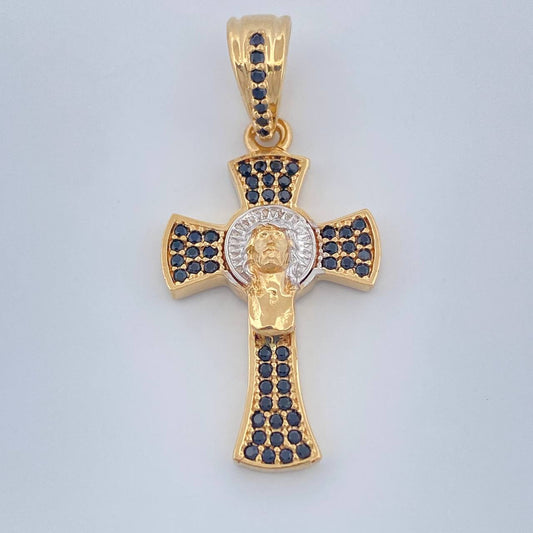 Dije Cruz Rostro Cristo 3.4gr / 1 1/4 in / Dos Oros Amarillo Blanco 18K %