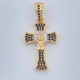 Dije Cruz Rostro Cristo 3.4gr / 1 1/4 in / Dos Oros Amarillo Blanco 18K %