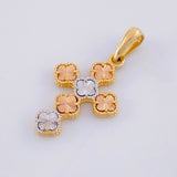 Clover Cross Pendant 2.3gr / 1 1/4 in / Three-tone Nac.Esp. 18K Gold