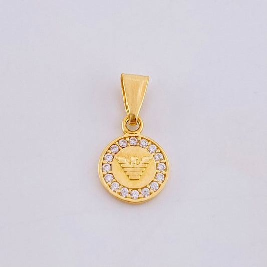 Dije Aguila Rayada 0.6gr / 1.4cm / Circones Blancos Oro Amarillo