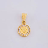 Pendant Striped Eagle 0.6gr / 1.4cm / White Zircons Yellow Gold