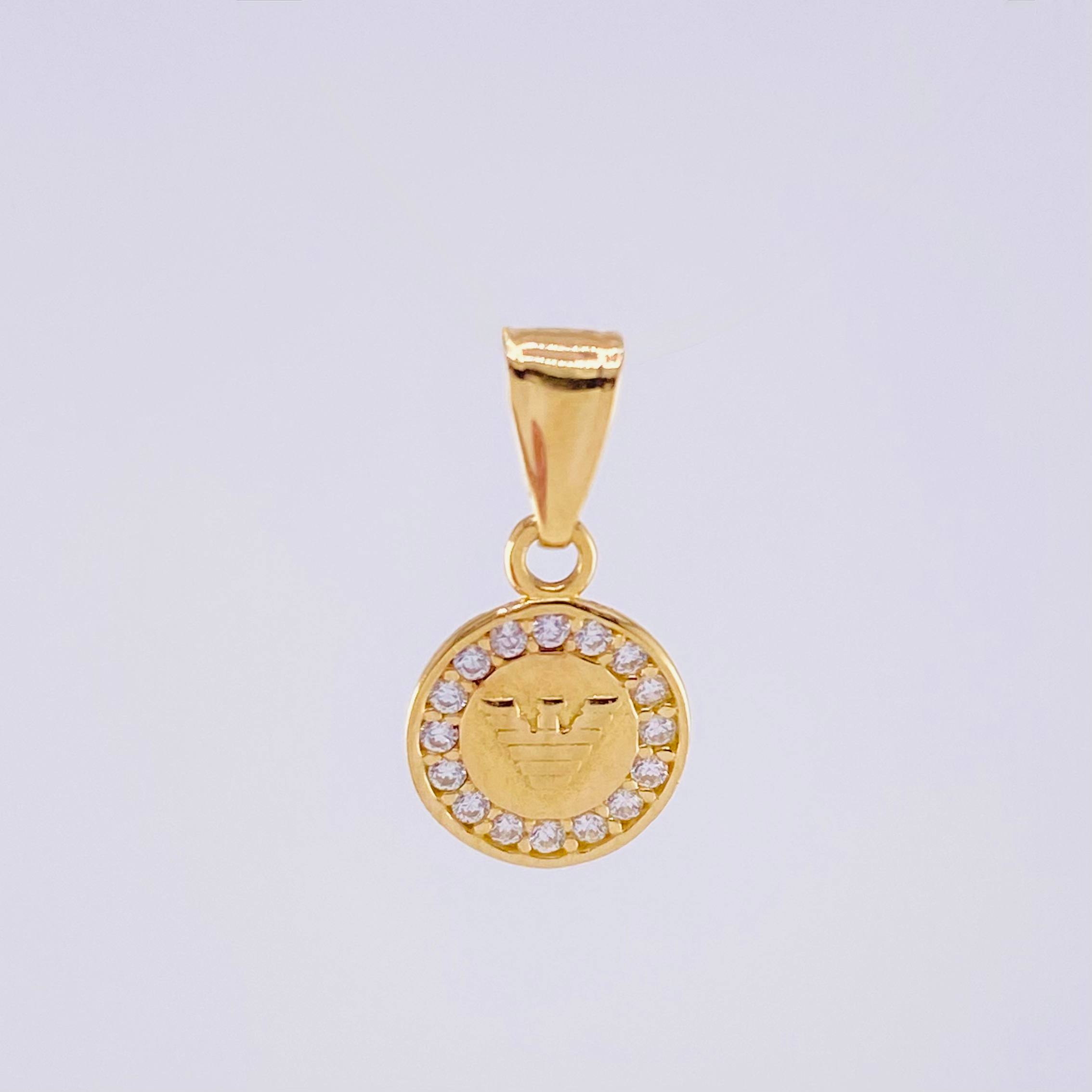 Pendant Striped Eagle 0.6gr / 1.4cm / White Zircons Yellow Gold