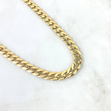 Cadena Cubana 33.75gr / 60cm / 7mm Circones Blancos Broche Cajon Oro Amarillo  18K ©