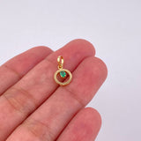 Dije Circulo Chispa Esmeralda 6pts 0.45g / 1/2 in Oro Amarillo 18K