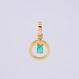 Dije Circulo Chispa Esmeralda 6pts 0.45g / 1/2 in Oro Amarillo 18K