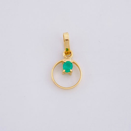 Dije Circulo Chispa Esmeralda 5pts 0.25g / 1/2 in Oro Amarillo 18K