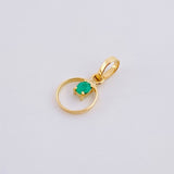 Dije Circulo Chispa Esmeralda 5pts 0.25g / 1/2 in Oro Amarillo 18K