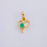Dije Silueta Corazón Curvo Esmeralda 6pts 0.35g / 1/2 in Oro Amarillo 18K