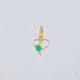 Dije Silueta Corazón Curvo Esmeralda 6pts 0.35g / 1/2 in Oro Amarillo 18K