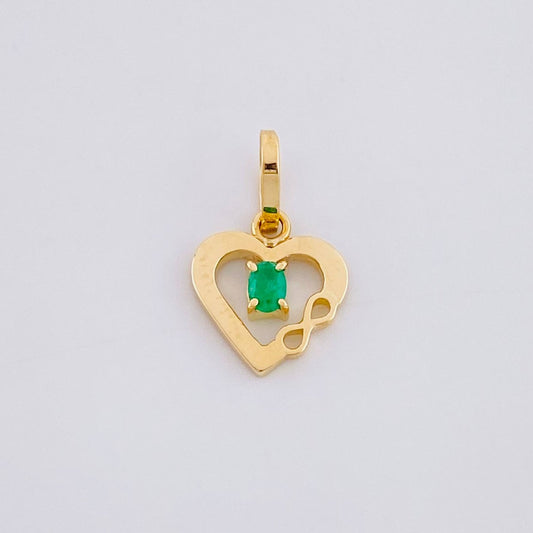 Dije Corazón Infinito Esmeralda 5pts 0.45g / 1/2 in Oro Amarillo 18K