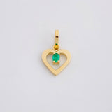 Dije Corazón Chispa Esmeralda 4pts 0.45g / 1/2 in Oro Amarillo 18K