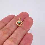 Dije Corazón Chispa Esmeralda 4pts 0.45g / 1/2 in Oro Amarillo 18K