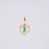 Dije Corazón Chispa Esmeralda 4pts 0.45g / 1/2 in Oro Amarillo 18K