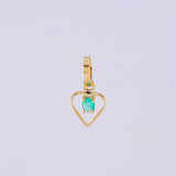 Dije Silueta Corazón Esmeralda 5pts 0.3g / 1/2 in Oro Amarillo 18K