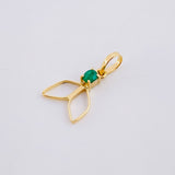 Dije Cola Sirena Esmeralda 8pts 0.45g / 3/4 in Oro Amarillo 18K