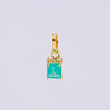 Dije Rectangular Esmeralda 33pts 0.35g / 1/2 in Oro Amarillo 18K