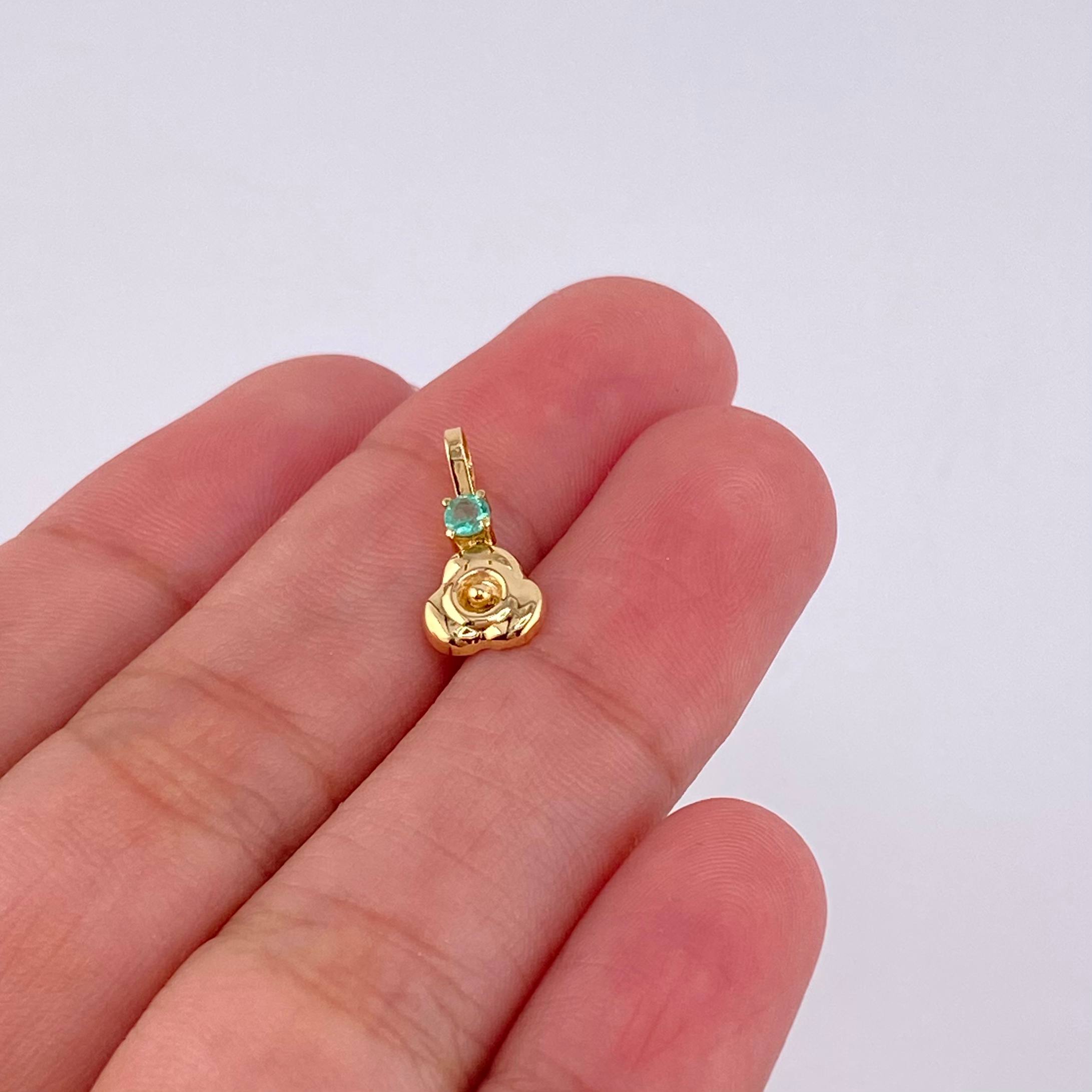 Dije Flor Esmeralda 6pts 0.35g / 1/2 in Oro Amarillo 18K