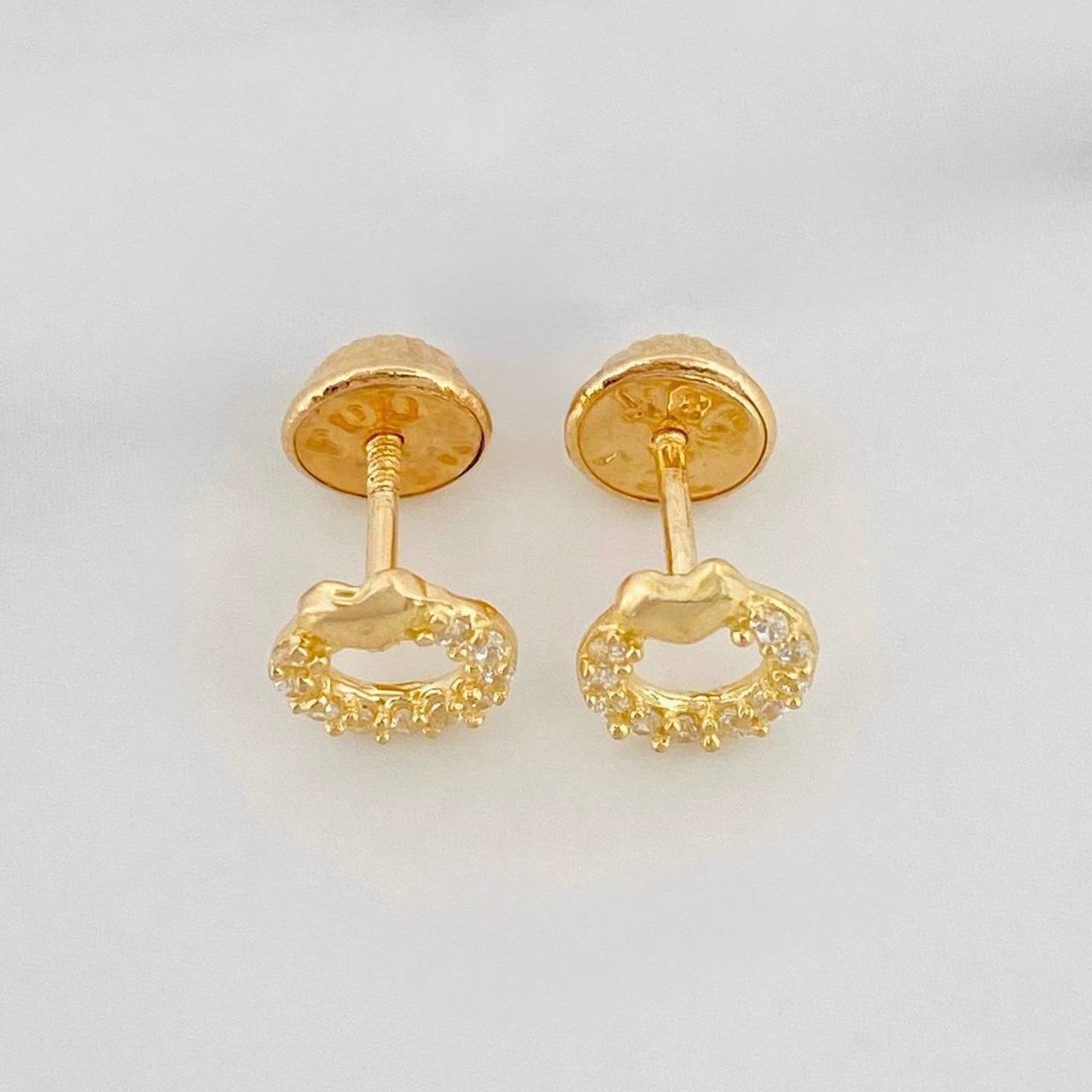 Circle Heart Stud Earrings 0.8g / in / 5.72mm Yellow Gold 18K