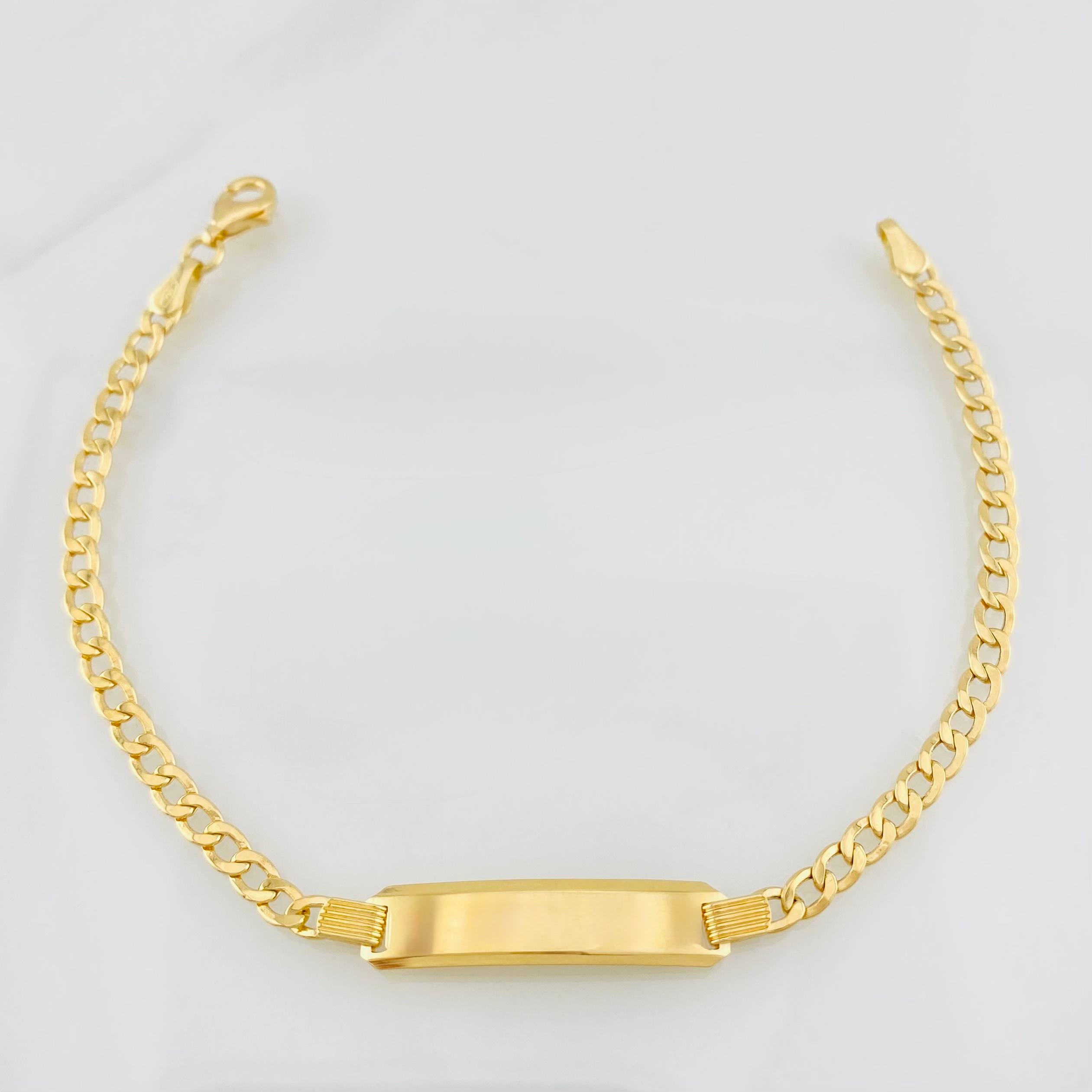 Pulso Cubano Placa 3.7g / 7 in / 2.85mm Oro Amarillo 18K