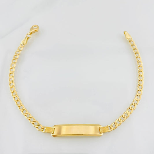 Pulso Cubano Placa 3.7g / 7 in / 2.85mm Oro Amarillo 18K