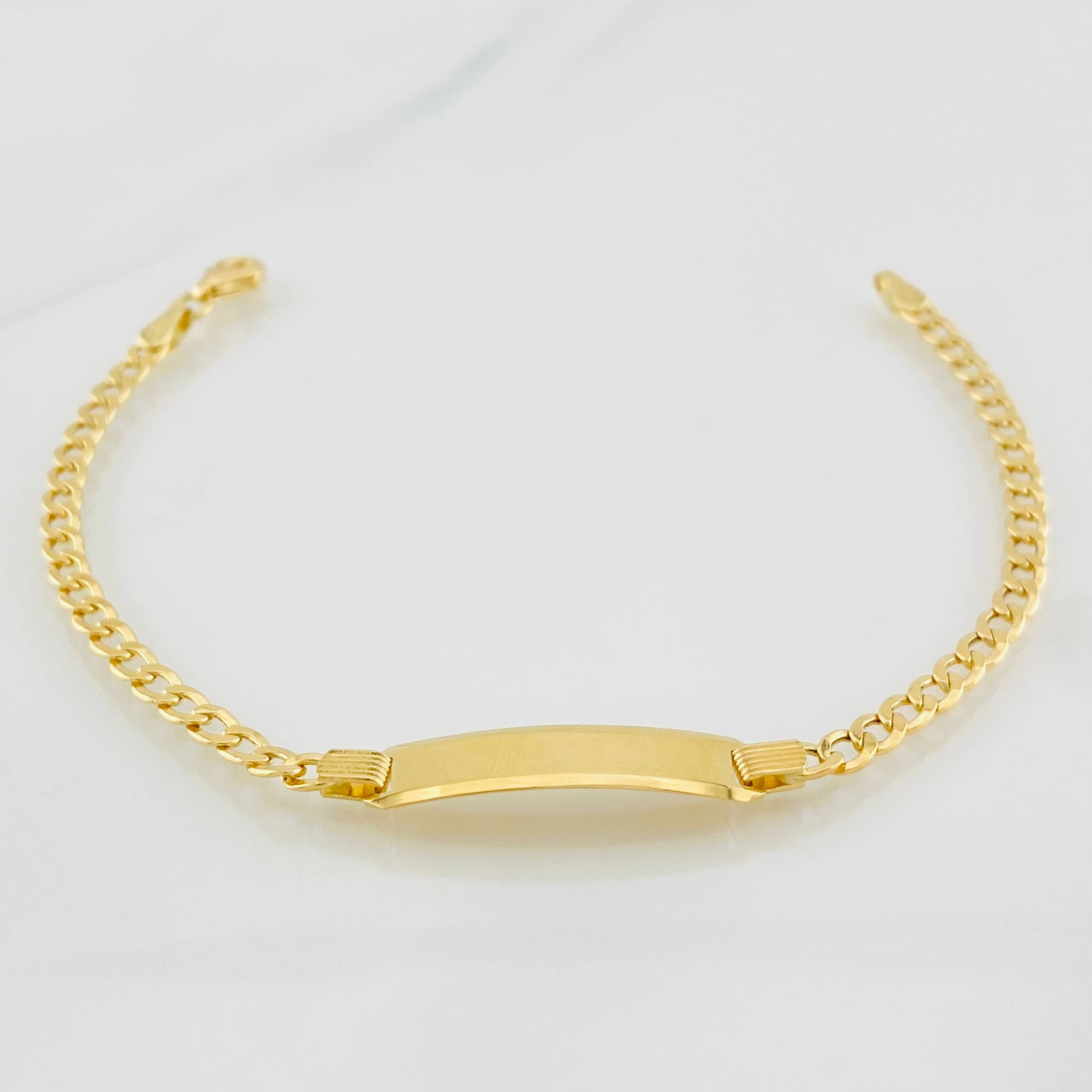Pulso Cubano Placa 3.7g / 7 in / 2.85mm Oro Amarillo 18K