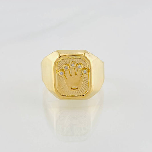 Crown Ring 3.95g / Size 11 1/2 Yellow Gold 18K