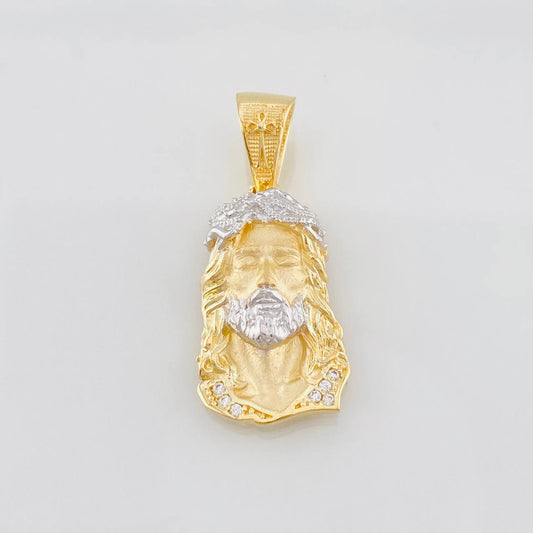 Dije Rostro Cristo 3.35g / 1 1/4 in Dos Oros Amarillo Blanco 18K