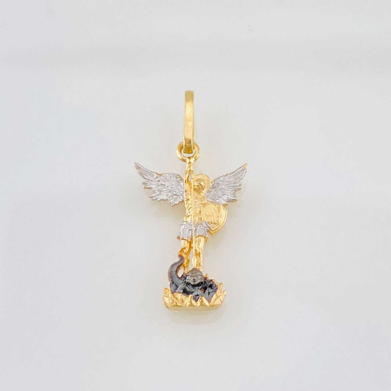 Pendant Archangel Saint Michael 1.05g / 3/4 in Three Golds 18K