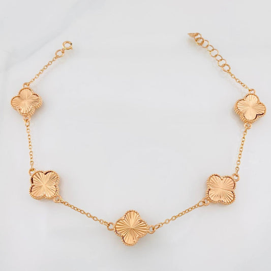 Pulso Modulable Aro Seguido Trebol 6.9g / 8 1/4 in - in / 1mm Oro Rosa 18K