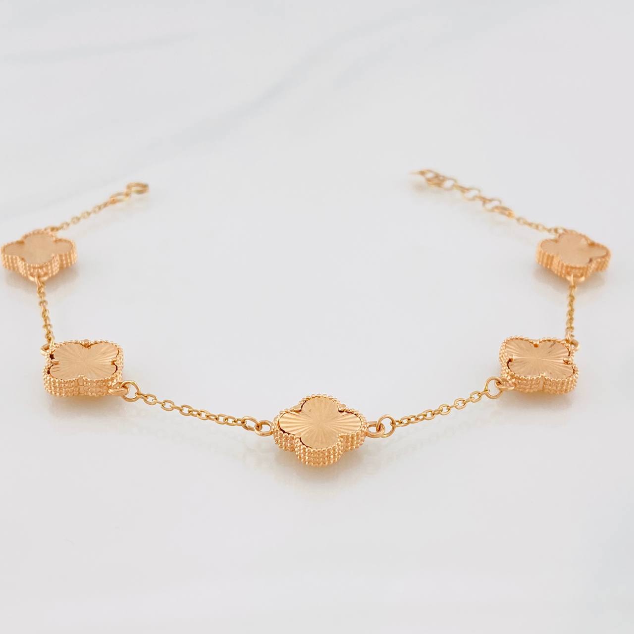 Pulso Modulable Aro Seguido Trebol 6.9g / 8 1/4 in - in / 1mm Oro Rosa 18K