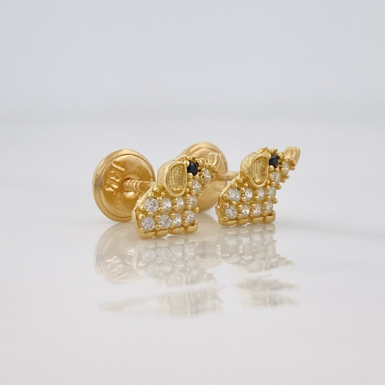 Stud Earrings Elephant 0.9g / in / 8.78mm Yellow Gold 18K