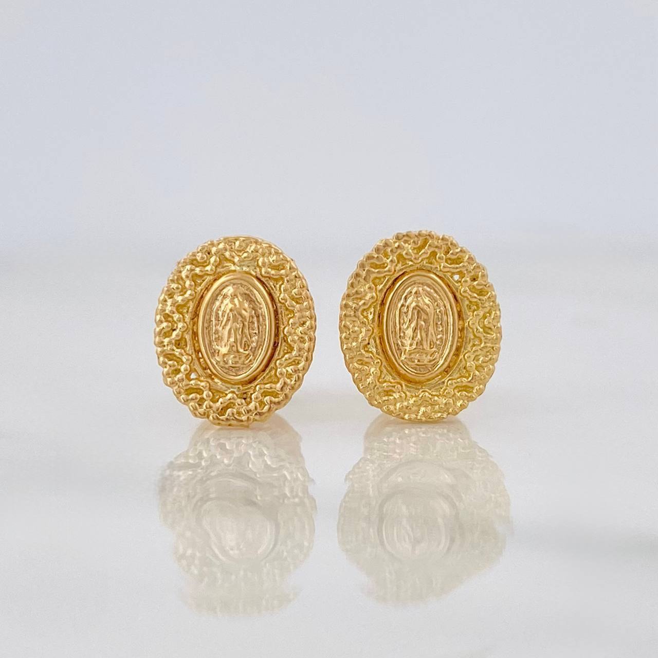 Stud Earrings Virgen de Guadalupe 1.2g / in / 5.74mm Yellow Gold 18K