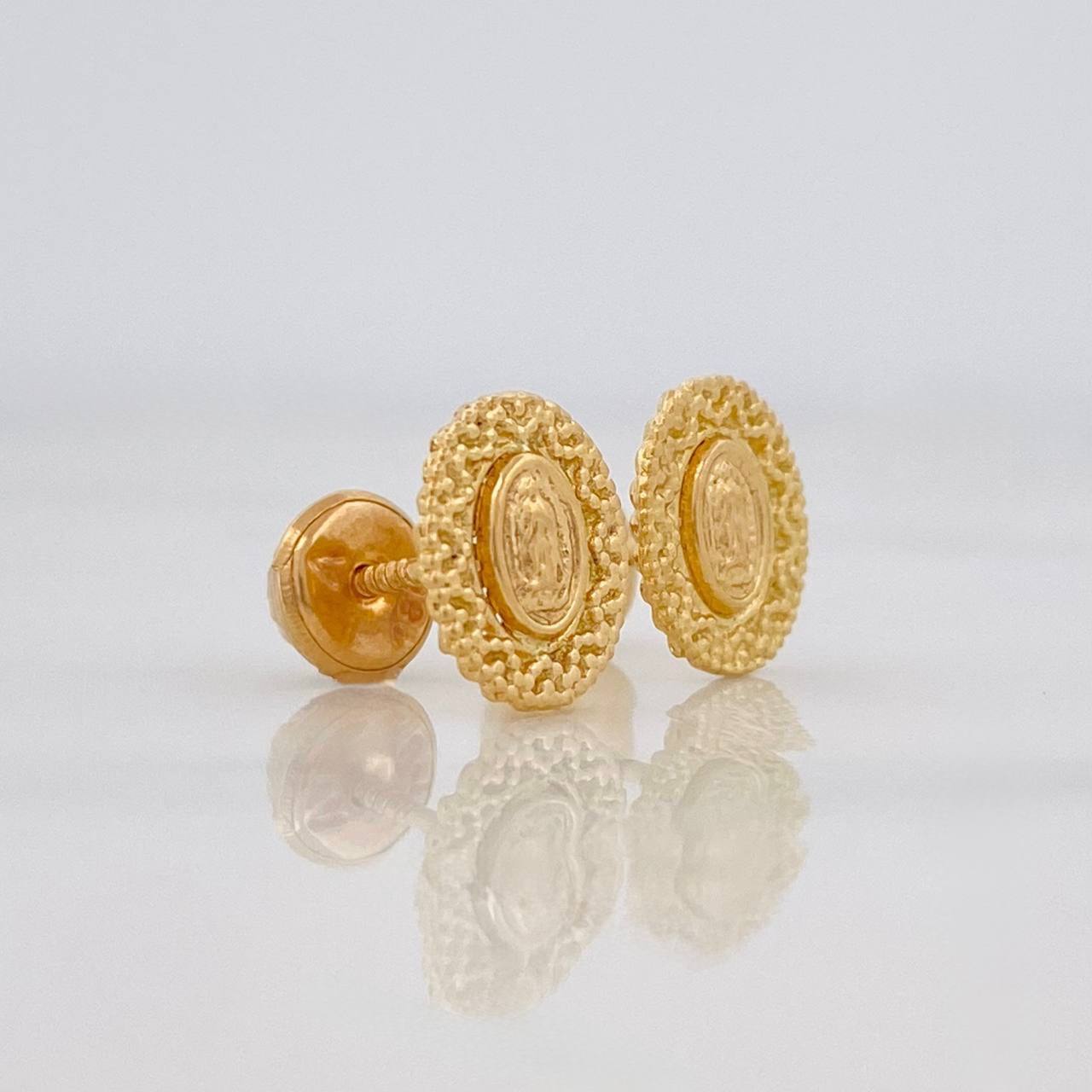 Stud Earrings Virgen de Guadalupe 1.2g / in / 5.74mm Yellow Gold 18K