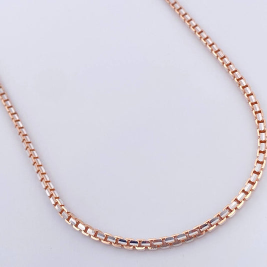 Cadena Veneciana 32gr / 27 3/4 in / 2.6mm Dos Oros Blanco Rosa +3 18K $