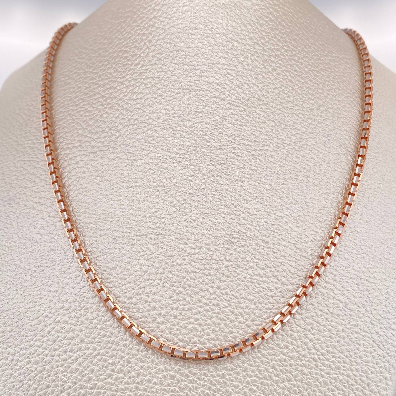 Cadena Veneciana 32gr / 27 3/4 in / 2.6mm Dos Oros Blanco Rosa +3 18K $