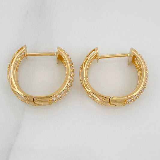 Candongas Triple Carril 3.95gr / 1/2 in / Oro Amarillo 18K %