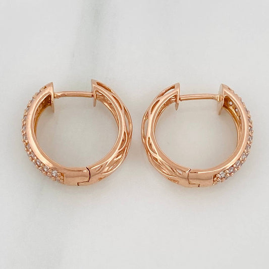 Candongas Triple Carril 3.85gr / 1/2 in / Oro Rosa 18K %