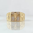 Anillo Cristo Punteado 5.4gr / T9 / Circones Blancos Oro Amarillo 18K ©