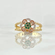 Clover Flower Ring Mobile 3.55gr / T7 1/2 / White Green Zircons Three 18K Golds ©